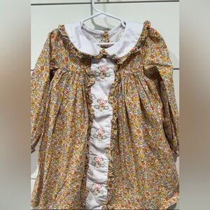 Floral Thanksgiving Dress with Embroidered Accents